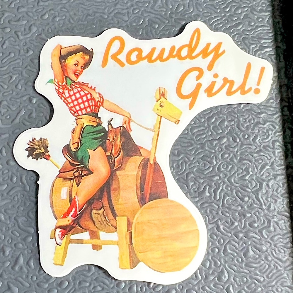 ROWDY Sexy Pinup Gorgeous Sticker Retro Vintage BomberGirl Ace Pilot